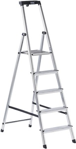 KRAUSE, KRAUSE Stufen-Stehleiter mit Sicherheitsplattform 5 Stufen, Stufenleiter Solidy, 5 Stufen