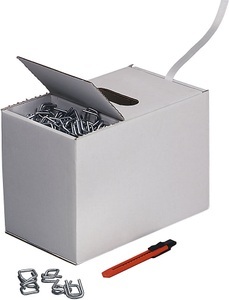 undefined, Umreifungs-Set bestehend aus Kraftband, Metallklammern, Packmesser Bandbreite 13 mm, Bandlänge 250 m, Umreifungsband aus PET, verleimt, Länge 250 m, Bandbreite 13 mm