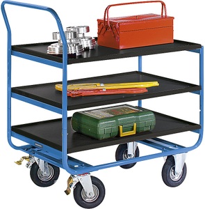 EUROKRAFT, EUROKRAFT Premium-Tischwagen, Tragfähigkeit 150 kg 3 Ladeflächen mit Abrollrand Luftbereifung, eurokraft pro Tischwagen, Tragfähigkeit 150 kg, 3 Ladeflächen mit Abrollrand, Luftbereifung