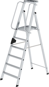 Guenzburger, Guenzburger Alu-Stehleiter mit großer Plattform Handlauf beidseitig 6 Stufen inkl. Plattform, MUNK Alu-Stehleiter mit großer Plattform, Handlauf beidseitig, 6 Stufen inkl. Plattform
