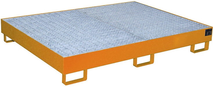 undefined, Regal-Bodenwanne 240 l Auffangvolumen, LxBxH 1750 x 1300 x 250 mm mit Gitterrost, orange lackiert, Regalwanne Typ RW/GR 1800, mit Gitterrost, orange RAL2000