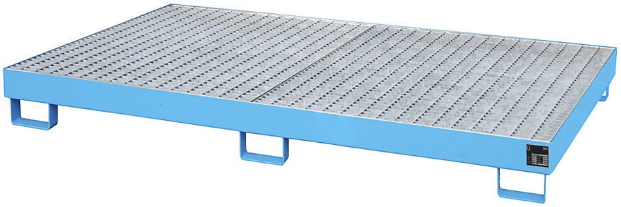 undefined, Regal-Bodenwanne 240 l Auffangvolumen, LxBxH 2150 x 1300 x 225 mm mit Gitterrost, blau lackiert, Regalwanne Typ RW/GR 2200-1, mit Gitterrost, blau RAL5012