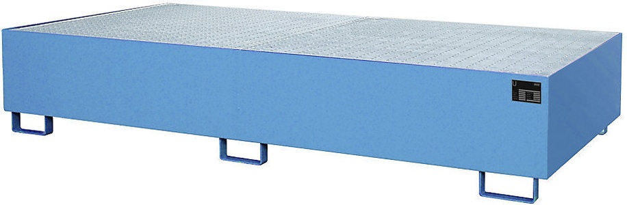 undefined, Regal-Bodenwanne 1000 l Auffangvolumen, LxBxH 2650 x 1300 x 435 mm mit Gitterrost, blau lackiert, Regalwanne Typ RW/GR 2700-3, mit Gitterrost, blau RAL5012