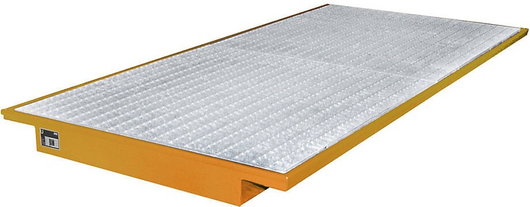 undefined, Regal-Einhängewanne Auffangvolumen 200 l LxB 2650 x 1250 / 915 mm, orange lackiert, Einhängewanne aus Stahl, inkl. Gitterrost, für Trägerlänge 2.700 mm, gelborange
