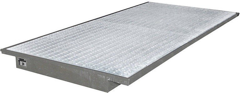 undefined, Regal-Einhängewanne Auffangvolumen 200 l LxB 2650 x 1250 / 915 mm, feuerverzinkt, eurokraft pro Regal-Einhängewanne, mit verzinktem Gitterrost, LxB 2650 x 1250 / 915 mm, feuerverzinkt