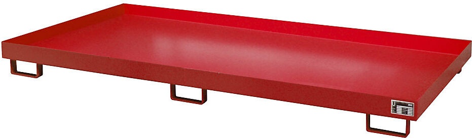 undefined, Regal-Bodenwanne 240 l Auffangvolumen, LxBxH 2650 x 1300 x 210 mm ohne Gitterrost, rot lackiert, Regalwanne Typ RW/RW 2700-1, ohne Gitterrost, rot RAL3000