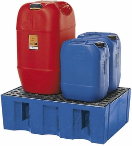 undefined, Auffangwanne aus PE Auffangvolumen 60 l, Boden- / Paletten-Wanne mit PE-Gitterrost, Auffangwanne für 60-Liter-Gebinde, HxBxT 235 x 725 x 525 mm, Gitterrost aus PE