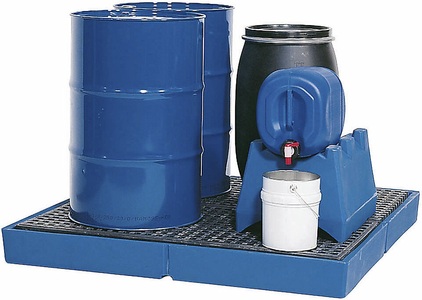 undefined, Kunststoff-Flachwanne mit PE-Gitterrost Auffangvolumen 220 Liter, Kunststoff-Flachwanne, 220 Liter, mit PE-Gitterrost