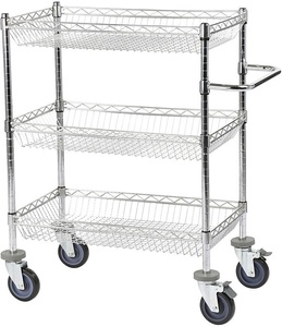 undefined, Drahtgitter-Tischwagen, verchromt mit 3 Körben LxBxH 760 x 460 x 1025 mm, Drahtgitter-Tischwagen, verchromt, mit 3 Körben, LxBxH 760 x 460 x 1025 mm