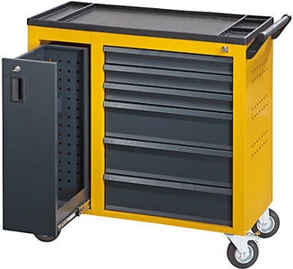 QUIPO, QUIPO Werkstattwagen JUMBO mit Vertikalauszug und 6 Schubladen HxBxT 935 x 900 x 460 mm, melonengelb, eurokraft pro Werkstattwagen JUMBO, mit Vertikalauszug und 6 Schubladen, HxBxT 935 x 900 x 460 mm, melonengelb