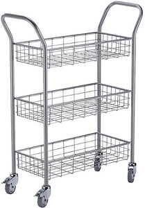 EUROKRAFT, EUROKRAFT Büro- und Postwagen Tragfähigkeit 200 kg, weißaluminium LxBxH 1005 x 380 x 1245 mm, 3 Etagen, eurokraft pro Büro- und Postwagen, Tragfähigkeit 200 kg, weißaluminium, LxBxH 1005 x 380 x 1245 mm, 3 Etagen