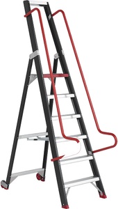 Altrex, Altrex Mobile Lager- und Regalleiter mit Sicherheitshandläufen 6 Stufen inkl. Plattform, Altrex Mobile Lager- und Regalleiter, mit Sicherheitshandläufen, 6 Stufen inkl. Plattform