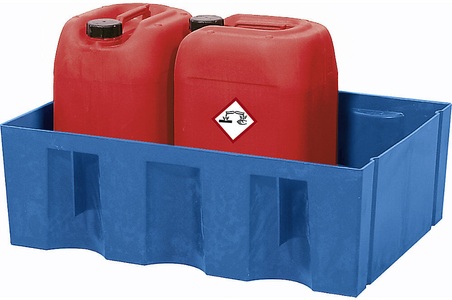 undefined, Auffangwanne aus PE Auffangvolumen 60 l, Boden- / Paletten-Wanne ohne Gitterrost, Auffangwanne für 60-Liter-Gebinde, HxBxT 235 x 725 x 525 mm, ohne Gitterrost