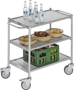 EUROKRAFT, EUROKRAFT Beistellwagen, Tragfähigkeit 150 kg Ladefläche LxB 745 x 390 mm, mit 2 Griffen 3 Etagen, eurokraft pro Beistellwagen, Tragfähigkeit 150 kg, Ladefläche LxB 745 x 390 mm, mit 2 Griffen, 3 Etagen