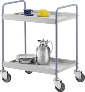 undefined, Beistellwagen, Stahlrohr pulverbeschichtet Tragfähigkeit 40 kg, 2 Etagen reinweiß RAL 9010, 4 Lenkrollen, Beistellwagen, Stahlrohr pulverbeschichtet, Tragfähigkeit 40 kg, 2 Etagen, reinweiß RAL 9010, 4 Lenkrollen