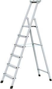 Zarges, ZARGES Profi-Stufenleiter, einseitig begehbar Aluminium eloxiert, mit Werkzeugablage, für Handwerk und Industrie 6 Stufen inkl. Plattform, ZARGES Profi-Stufenleiter, einseitig begehbar, Aluminium eloxiert, mit Werkzeugablage, für Handwerk und Industrie, 6 Stufen inkl. Plattform