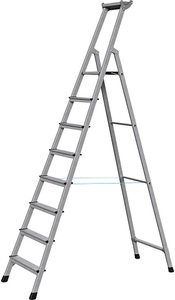 Zarges, ZARGES Profi-Stufenleiter, einseitig begehbar Aluminium eloxiert, mit Werkzeugablage, für Handwerk und Industrie 8 Stufen inkl. Plattform, ZARGES Profi-Stufenleiter, einseitig begehbar, Aluminium eloxiert, mit Werkzeugablage, für Handwerk und Industrie, 8 Stufen inkl. Plattform