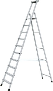 Zarges, ZARGES Profi-Stufenleiter, einseitig begehbar Aluminium eloxiert, mit Werkzeugablage, für Handwerk und Industrie 10 Stufen inkl. Plattform, ZARGES Profi-Stufenleiter, einseitig begehbar, Aluminium eloxiert, mit Werkzeugablage, für Handwerk und Industrie, 10 Stufen inkl. Plattform