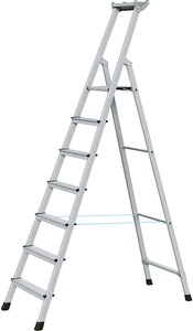 Zarges, ZARGES Profi-Stufenleiter, einseitig begehbar Aluminium eloxiert, mit Werkzeugablage, für Handwerk und Industrie 7 Stufen inkl. Plattform, ZARGES Profi-Stufenleiter, einseitig begehbar, Aluminium eloxiert, mit Werkzeugablage, für Handwerk und Industrie, 7 Stufen inkl. Plattform