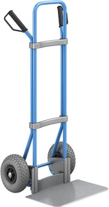 EUROKRAFT, EUROKRAFT Sackkarre GO, blau Schaufel-BxT 450 x 350 mm, verzinkt PU-Bereifung, eurokraft pro Sackkarre, blau, Schaufel-BxT 450 x 350 mm, verzinkt, PU-Bereifung, ab 5 Stk