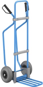 EUROKRAFT, EUROKRAFT Sackkarre mit Kufen, blau Paketschaufel BxT 430 x 250 mm, blau PU-Bereifung, eurokraft pro Sackkarre mit Kufen, blau, Paketschaufel BxT 430 x 250 mm, blau, PU-Bereifung, ab 5 Stk