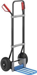 EUROKRAFT, EUROKRAFT Stahl-Sackkarre, schwarz Paketschaufel-BxT 430 x 250 mm, blau Luftbereifung, 