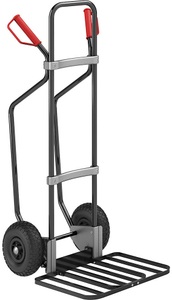 EUROKRAFT, EUROKRAFT Sackkarre GO mit Kufen, schwarz Paketschaufel-BxT 430 x 450 mm, schwarz Luftbereifung, eurokraft pro Sackkarre mit Kufen, schwarz, Paketschaufel-BxT 430 x 450 mm, schwarz, Luftbereifung, ab 5 Stk