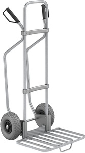 EUROKRAFT, EUROKRAFT Sackkarre GO mit Kufen, verzinkt Paketschaufel-BxT 430 x 450 mm, verzinkt, mit Griff PU-Bereifung, eurokraft pro Sackkarre mit Kufen, verzinkt, Paketschaufel-BxT 430 x 450 mm, verzinkt, mit Griff, PU-Bereifung, ab 5 Stk