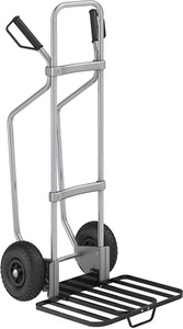 EUROKRAFT, EUROKRAFT Sackkarre GO mit Kufen, verzinkt Paketschaufel-BxT 430 x 450 mm, schwarz, mit Griff Luftbereifung, eurokraft pro Sackkarre mit Kufen, verzinkt, Paketschaufel-BxT 430 x 450 mm, schwarz, mit Griff, Luftbereifung, ab 5 Stk