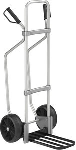 EUROKRAFT, EUROKRAFT Aluminium-Sackkarre GO mit Kufen Paketschaufel-BxT 430 x 250 mm, schwarz Vollgummibereifung, eurokraft pro Aluminium-Sackkarre mit Kufen, Paketschaufel-BxT 430 x 250 mm, schwarz, Vollgummibereifung, ab 5 Stk