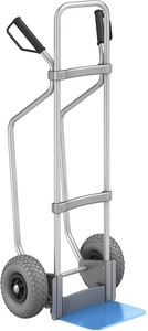 EUROKRAFT, EUROKRAFT Aluminium-Sackkarre GO mit Kufen Schaufel-BxT 280 x 250 mm, blau PU-Bereifung, ab 5 Stk, 