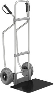EUROKRAFT, EUROKRAFT Aluminium-Sackkarre GO mit Kufen Schaufel-BxT 450 x 500 mm, schwarz PU-Bereifung, ab 2 Stk, eurokraft pro Aluminium-Sackkarre mit Kufen, Schaufel-BxT 450 x 500 mm, schwarz, PU-Bereifung, ab 5 Stk