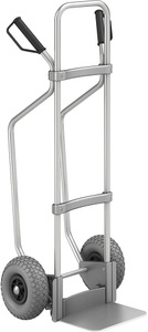 EUROKRAFT, EUROKRAFT Aluminium-Sackkarre GO mit Kufen Schaufel-BxT 280 x 250 mm, Alu PU-Bereifung, ab 5 Stk, eurokraft pro Aluminium-Sackkarre mit Kufen, Schaufel-BxT 280 x 250 mm, Alu, PU-Bereifung, ab 5 Stk