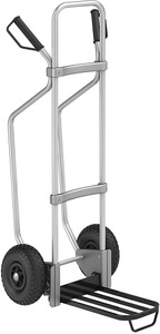 EUROKRAFT, EUROKRAFT Aluminium-Sackkarre GO mit Kufen Paketschaufel-BxT 430 x 250 mm, schwarz, mit Griff Luftbereifung, eurokraft pro Aluminium-Sackkarre mit Kufen, Paketschaufel-BxT 430 x 250 mm, schwarz, mit Griff, Luftbereifung, ab 5 Stk