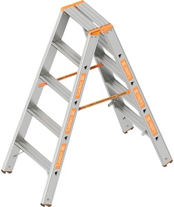 undefined, Stufen-Stehleiter beidseitig begehbar 2 x 5 Stufen, Layher Stufen-Stehleiter, beidseitig begehbar, 2 x 5 Stufen