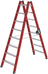 Guenzburger, Guenzburger Kunststoffleiter mit geriffelten Aluminium-Stufen 2 x 8 Stufen, MUNK Kunststoffleiter, mit geriffelten Aluminium-Stufen, 2 x 8 Stufen