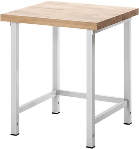 EUROKRAFT, EUROKRAFT Werkbank, höhenverstellbar, mit Buchemassivplatte ohne Unterbau Breite 750 mm, Gestell lichtgrau, eurokraft pro Höhenverstellbare Werkbank, Gestellbauweise, ohne Unterbau, Breite 750 mm, Gestell lichtgrau