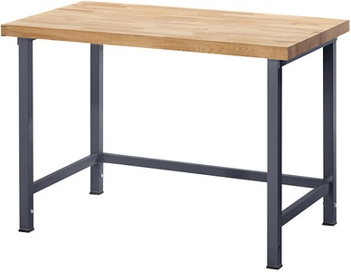 EUROKRAFT, EUROKRAFT Werkbank, höhenverstellbar, mit Buchemassivplatte ohne Unterbau Breite 1500 mm, Gestell anthrazit-metallic, eurokraft pro Höhenverstellbare Werkbank, Gestellbauweise, ohne Unterbau, Breite 1500 mm, Gestell anthrazit-metallic