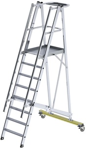 undefined, Alu-Plattformleiter, fahrbar mit 3-seitigem Plattformgeländer 8 Sprossen inkl. Plattform, MUNK Günzburger Steigtechnik 52308 Aluminium Plattformleiter Montage mit Werkzeug Arbeitshöhe (max.): 3.85 m