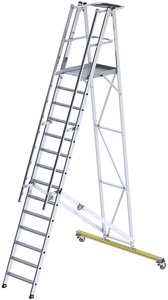 undefined, Alu-Plattformleiter, fahrbar mit 3-seitigem Plattformgeländer 14 Sprossen inkl. Plattform, MUNK Günzburger Steigtechnik 52314 Aluminium Plattformleiter Montage mit Werkzeug Arbeitshöhe (max.): 5.25 m