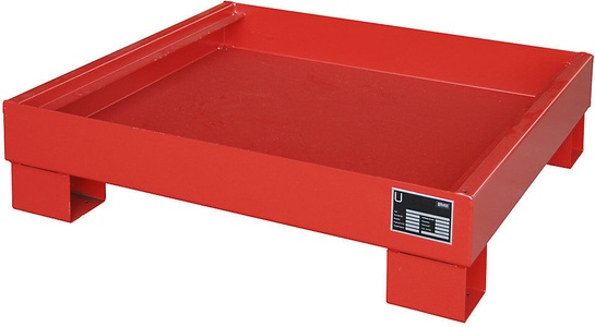 undefined, Stahl-Auffangwanne für 60-l-Fass LxBxH 800 x 900 x 220 mm lackiert rot RAL 3000, ohne Gitterrost, Auffangwanne für Kleingebinde, aus Stahl, Auffangvolumen 68 l, feuerrot