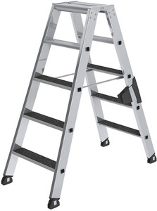 Guenzburger, Guenzburger Stufen-Stehleiter beidseitig begehbar, rutschhemmend 2 x 5 Stufen, MUNK Günzburger Steigtechnik 41638 Aluminium Stufen-Stehleiter Arbeitshöhe (max.): 2.75 m
