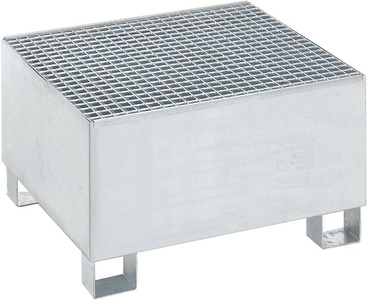 QUIPO, QUIPO Auffangwanne für 200-l-Fässer LxBxH 800 x 800 x 465 mm, mit Zulassung feuerverzinkt, mit Gitterrost, eurokraft basic Stahl-Auffangwanne für 200-l-Fässer, LxBxH 800 x 800 x 465 mm, mit Zulassung, feuerverzinkt, mit Gitterrost