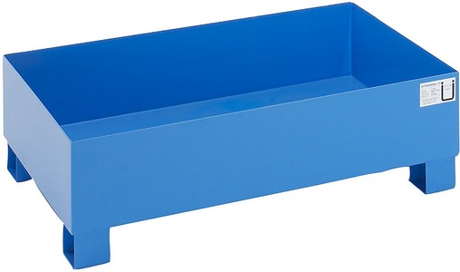 QUIPO, QUIPO Auffangwanne für 200-l-Fässer LxBxH 1200 x 800 x 360 mm, mit Zulassung blau pulverbeschichtet, ohne Gitterrost, eurokraft basic Stahl-Auffangwanne für 200-l-Fässer, LxBxH 1200 x 800 x 360 mm, mit Zulassung, blau pulverbeschichtet, ohne Gitterrost