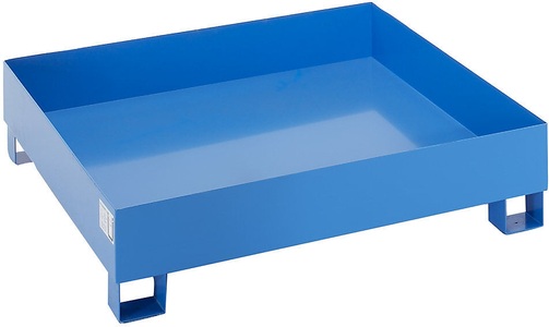QUIPO, QUIPO Auffangwanne für 200-l-Fässer LxBxH 1200 x 1200 x 285 mm, ohne Zulassung blau pulverbeschichtet, ohne Gitterrost, eurokraft basic Stahl-Auffangwanne für 200-l-Fässer, LxBxH 1200 x 1200 x 285 mm, ohne Zulassung, blau pulverbeschichtet, ohne Gitterrost