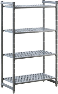 undefined, Kunststoff-Steckregalsystem Fachboden-BxT 990 x 540 mm Grundregal, Breite 1070 mm, Boden geschlitzt, Kunststoff-Steckregalsystem, Fachboden-BxT 990 x 540 mm, Grundregal, Breite 1070 mm, Boden geschlitzt