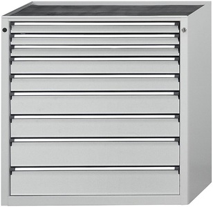 ANKE, ANKE Schubladenschrank BxT 910 x 675 mm, Schubladentraglast 200 kg 9 Schubladen, Höhe 1280 mm, Front lichtgrau, ANKE Schubladenschrank, BxT 910 x 675 mm, Schubladentraglast 200 kg, 9 Schubladen, Höhe 1280 mm, Front lichtgrau