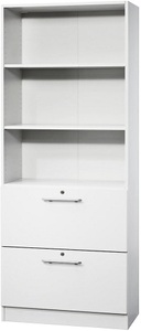 undefined, FINO - Kombi-Regal 2 Fachböden und 2 Hängeregistraturen weiß, Schrank ULM, mit Hängeregistraturauszügen, 3 OH, H 2004 x B 800 x T 420 mm, weiß/weiß