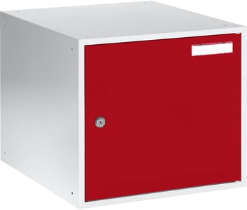 QUIPO, QUIPO Schließfachwürfel HxBxT 350 x 400 x 450 mm Korpus lichtgrau / Türen feuerrot, eurokraft basic Schließfachwürfel, HxBxT 350 x 400 x 450 mm, Korpus lichtgrau / Türen feuerrot