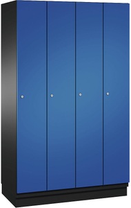 CP, CP CAMBIO Garderobenschrank mit Stahlblech-Türen 4 Abteile, Breite 1200 mm Korpus schwarzgrau / Tür enzianblau, 